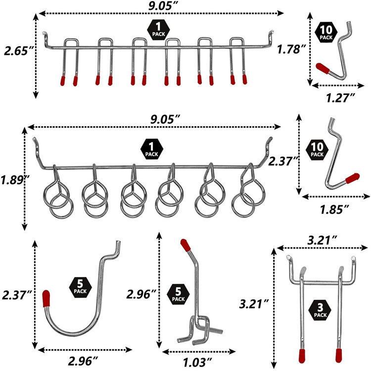 114 Pcs Pegboard Hooks Set Met - Workshop Tools Board review and price