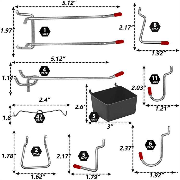 114 Pcs Pegboard Hooks Set Met - Workshop Tools Board review and price